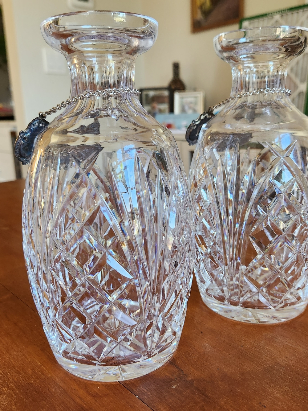Waterford Crystal Vintage Decanter Set With Silver Plated Tags Bourbon Scotch - Picture 11 of 15